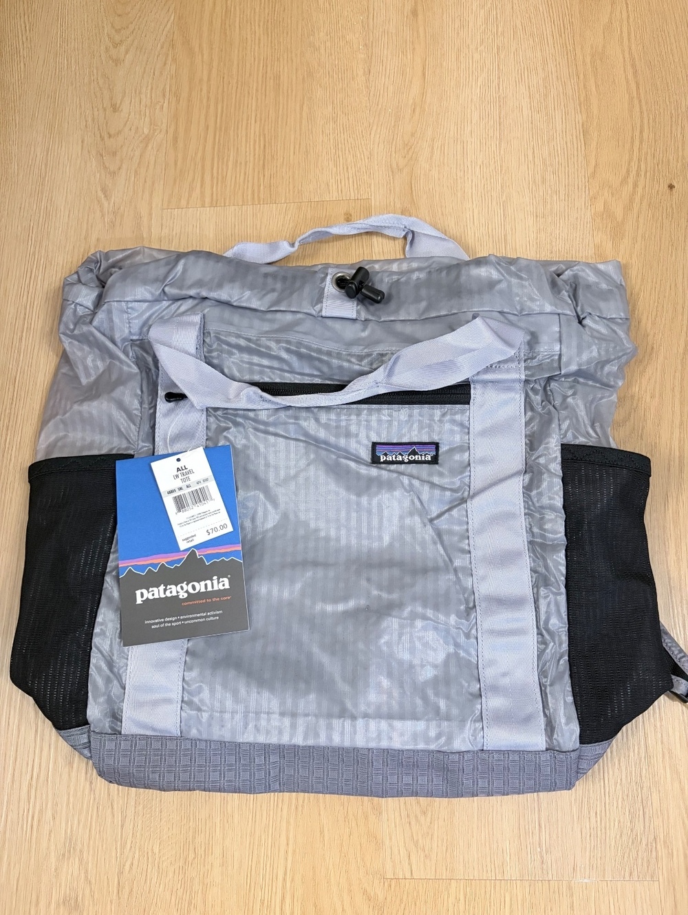 Patagonia Lightweight Travel Tote Backpack Gray New With Tags